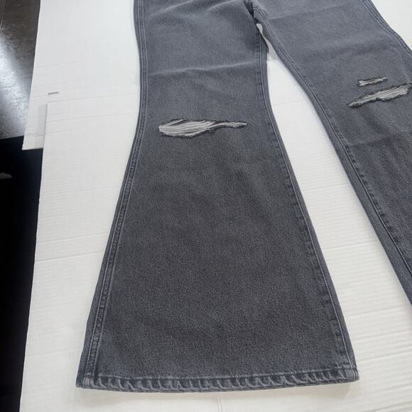 Wrangler WANDERER 622 HIGH RISE FLARE W Patch Black Distressed Jeans Women 32x34 - Picture 3 of 13